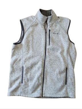 Eddie Bauer Fleece Zip Up Vest Layer Grey Warm Fall Men's Large